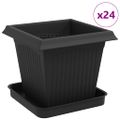 vidaXL Kvetináče 24 ks Čierna Plast