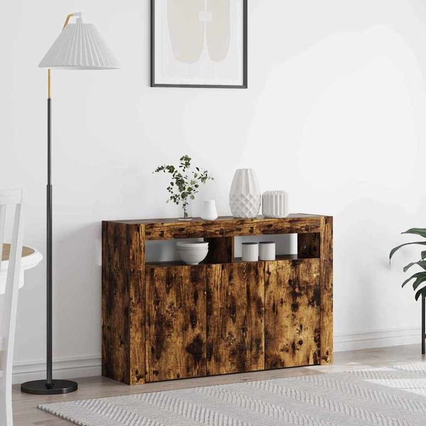 vidaXL Servírovacia skriňa Dymová dub 116 x 30 x 75 cm