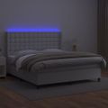 vidaXL Boxspring posteľ s matracom a LED biela 160x200 cm umelá koža