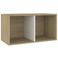 vidaXL Úložný box na vinyly, biela+sonoma 71x34x36cm, kompozitné drevo