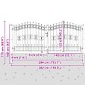 vidaXL Plotová brána KAMPEN s vrchnou časťou z oštepu čierna 302x125 cm oceľ