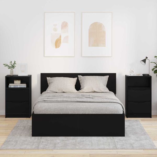 vidaXL Nočné stolíky 2 ks Čierna 40 x 30 x 467 cm Kompozitné drevo