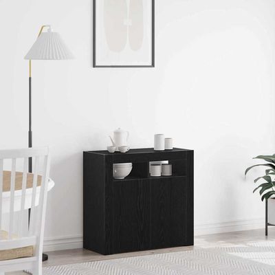 vidaXL Servírovacia skriňa Čierny dub 80 x 35 x 75 cm Kompozitné drevo