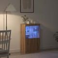 vidaXL LED komoda Hnedá 60 x 37 x 100 cm Kompozitné drevo