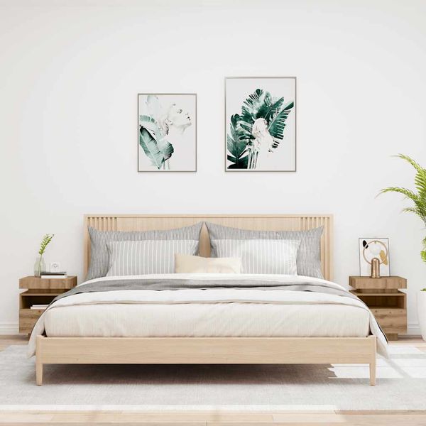 vidaXL Nočné stolíky s LED svetlami 2 ks dub artisan 40x39x48,5 cm