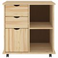 vidaXL Koliesková skriňa 63,5 x 39 x 65,5 cm Masívne borovicové drevo