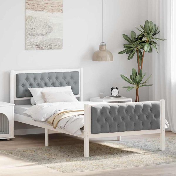 vidaXL Rám postele Svetlosivá 100 x 200 cm Masívne borovicové drevo