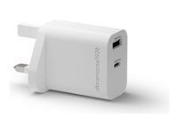 Sieťový adaptér - 25 Watt - 3 A - 2 výstupné konektory (USB-C, USB typ A) - biela - Veľká Británia