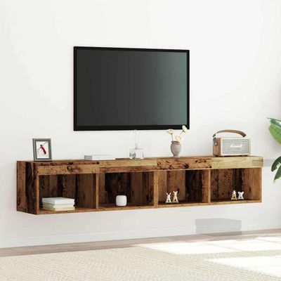 vidaXL Zostava TV skriniek s LED 2 pcs Staré drevo 80 x 30 x 30 cm