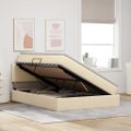 vidaXL Postel s úložným prostorem a matrací Krémová 140 x 190 cm Zamat