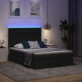 vidaXL LED úložná posteľ s matracom Čierna 140 x 200 cm Látka