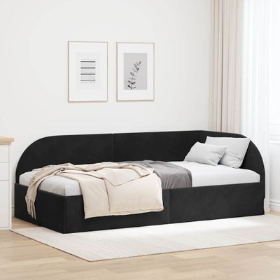 vidaXL Rohový rám postele s čelnou doskou Čierna 80 cm x 200 cm Zamat
