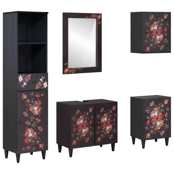 vidaXL Set kabinetov do kúpeľne so zásuvkou 5 pcs Masívne mango drevo