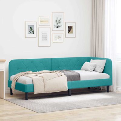 vidaXL Rohový rám postele Tyrkysová 80 x 200 cm Zamat