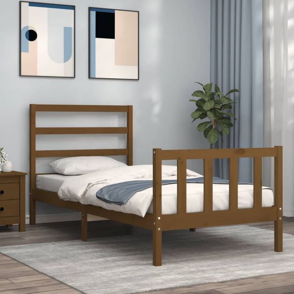 vidaXL Rám postele s čelom medovohnedý 100x200 cm masívne drevo