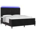 vidaXL LED box s pružinami s čelnou doskou Čierny 180 x 200 cm Zamat