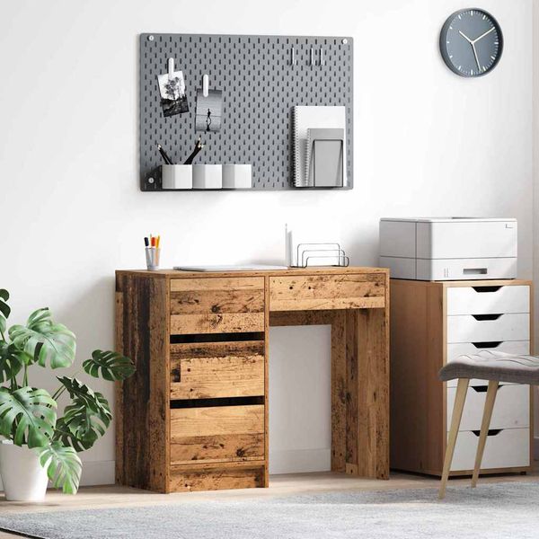 vidaXL Stôl so zásuvkou Staré drevo 90 x 37,5 x 75 cm Kompozitné drevo
