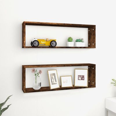 vidaXL Kockové police 2 ks dymový dub 80x15x26,5 cm spracované drevo