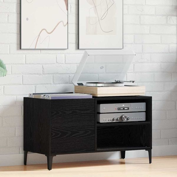 vidaXL Skrinka na gramofónové platne Čierny dub 84,5 x 38 x 48 cm