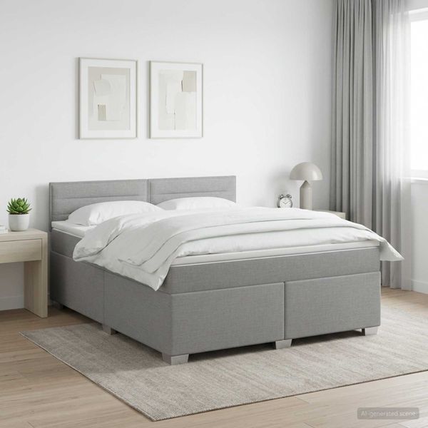 vidaXL Posteľ boxspring s matracom Svetlosivá 140 x 190 cm Látka