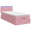 vidaXL Ottoman posteľ s matracom a LED Ružová 90 x 190 cm Zamat