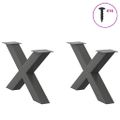 vidaXL Nohy konferenčného stolíka v tvare X, 2 ks, antracitové, 70 x (42-43) cm, oceľ