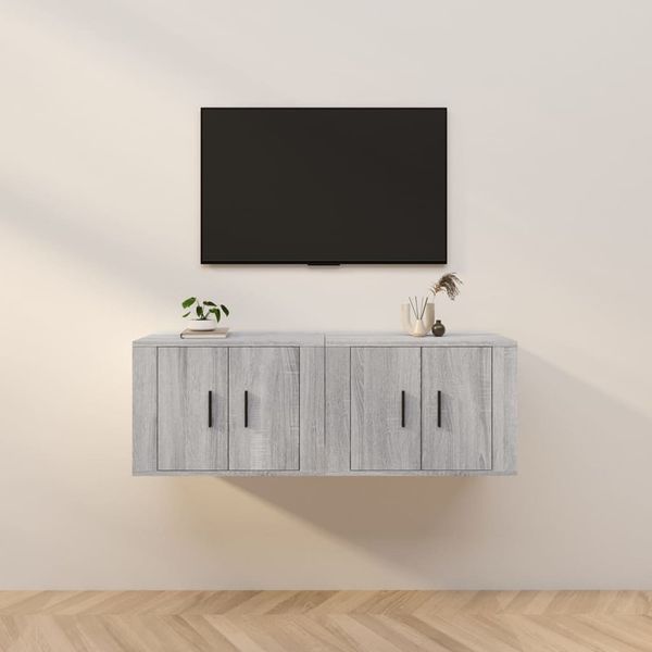 vidaXL Nástenné TV skrinky 2 ks sivé sonoma 57x34,5x40 cm
