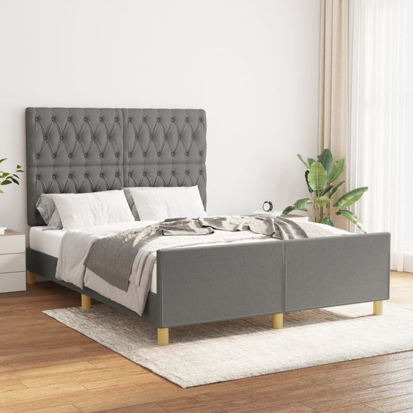 vidaXL Posteľ bez matraca tmavosivá 140x200 cm látka