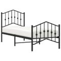 vidaXL Kovový rám postele so zadným a predným čelom čierny 75x190 cm