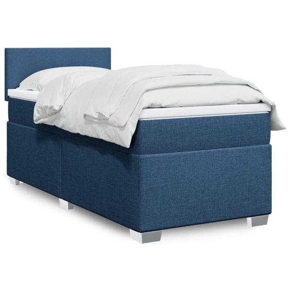 vidaXL Posteľný rám boxspring s matracom modrý 90x190 cm látka