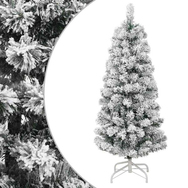 vidaXL Umelý výklopný vianočný stromček so snehovými vločkami 150 cm