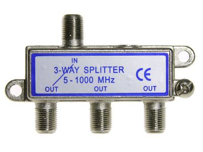 Anténny rozbočovač RO112 3x F - (5-1000MHz), útlm 7,8 dB, 1 vetva prechádzajúca DC