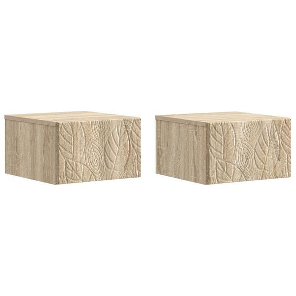 vidaXL Nástenný bočný stôl 2 pcs Dub sonoma 34,5 x 33 x 20 cm
