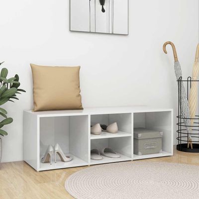 vidaXL Skrinka na topánky lesklá biela 102x35x35 cm drevotrieska