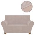 131089 vidaXL Stretch Couch Slipcover Beige Polyester Jersey