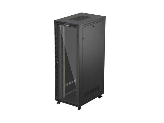 19'' Voľne stojaca racková skriňa 47U 800X1200 čierne sklenené dvere lcd lanberg (flat pack) V2