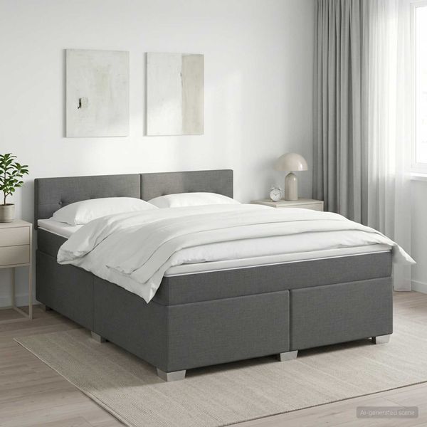 vidaXL Posteľ boxspring s matracom Tmavosivá 140 x 190 cm Látka