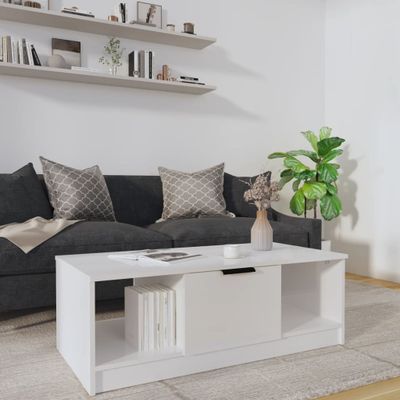 vidaXL Konferenčný stolík lesklý biely 102x50x36 cm kompozitné drevo