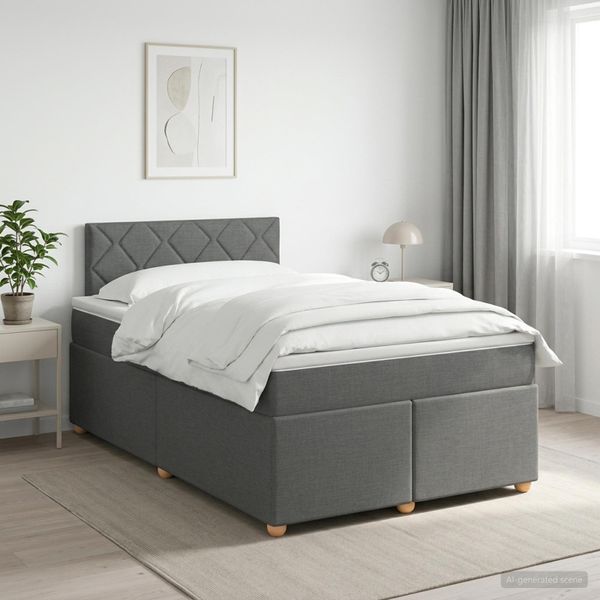 vidaXL Posteľ boxspring s matracom Tmavosivá 120 x 190 cm Látka