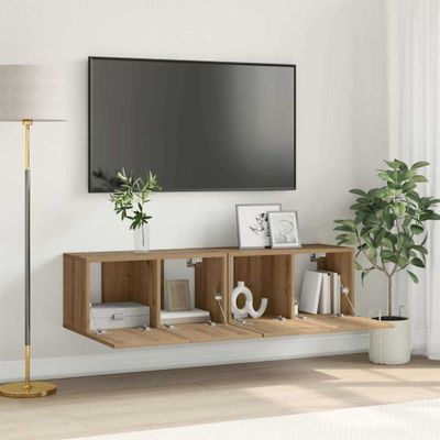 vidaXL Zostava TV skriniek Nástenný 2 pcs Hnedá 60 x 30 x 30 cm