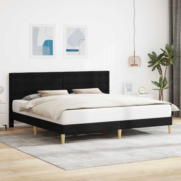 vidaXL Rám postele s čelnou doskou Čierna 180 x 200 cm Látka