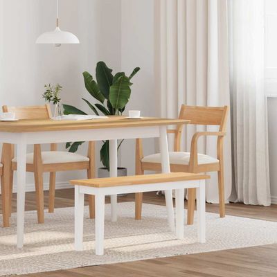 vidaXL Lavica 90 cm Biela masívna drevená guma