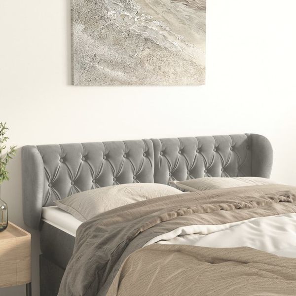 vidaXL Čelo postele so záhybmi bledosivé 147x23x78/88 cm zamat