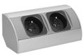 Povrchová zásuvka rohová ORNO OR-AE-1303/G, 2x zásuvka 230V, kábel bez vidlice, strieborná