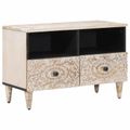vidaXL TV skrinka Biela 70 x 33,5 x 46 cm Masívne mango drevo