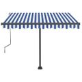 vidaXL Voľne stojaca ručne zaťahovacia markíza 350x250 cm, modro biela