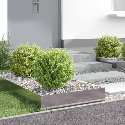 vidaXL Obrubník trávnika 4 ks 60 x 60 x 20 cm Oceľ Strieborná
