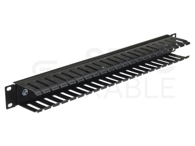 Vyväzovací panel do racku ALANTEC 1U 19" kovový/plastový, čierny Vyvazovací panel do racku ALANTEC 1U 19" kovový/plastový, čierny
