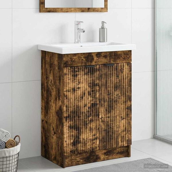 vidaXL Kúpeľňová skrinka pod umývadlo Dymový dub 78,5 x 37,5 x 81 cm