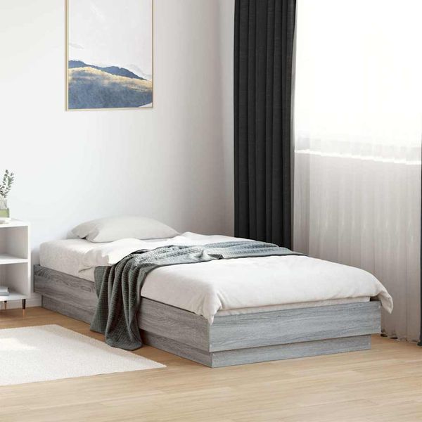 vidaXL Posteľný rám sivý dub sonoma 90x190 cm borovicový masív